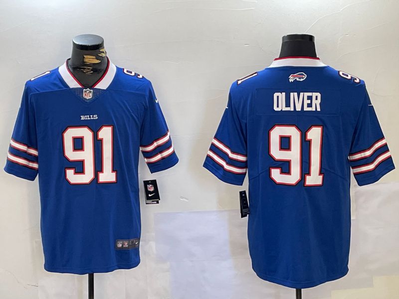 Men Buffalo Bills #91 Oliver Blue 2024 Nike Vapor Limited NFL Jersey style 1